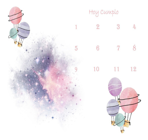 Lona Manta Crecimiento Bebe Semana Mes Y Año Lavable Globos