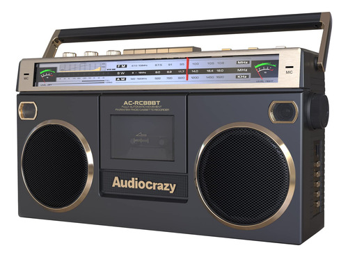 Retro Boombox Reproductor Casete Am Fm Radio Onda Corta Usb