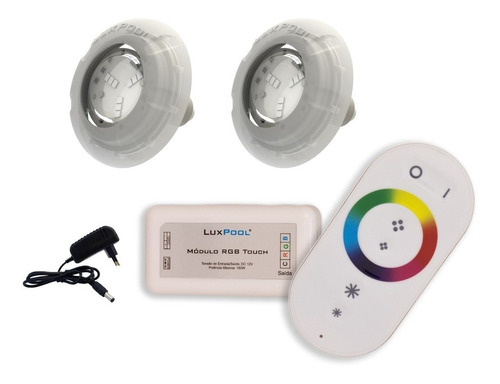 Kit Led Piscina - Controle Touch + 2 Leds Rgb + Fonte 12v
