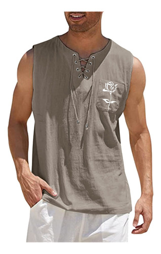 Camiseta Deportiva Verano Para Hombre Lino Algodon Sin