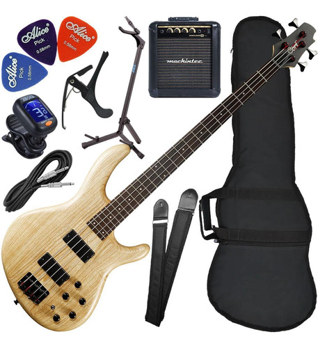 Kit Baixo Cort Action Dlx Ash Opn 4 Cordas Bass Ativo Bx03