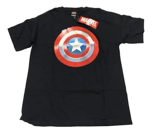 Playera Negra Marvel Escudo Capitán América Original