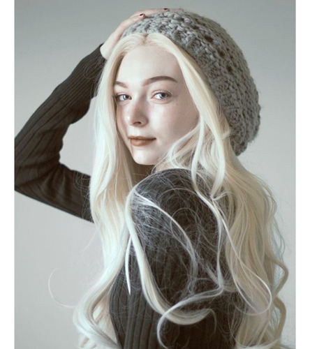Peluca Blanca Natural Larga Y Rizada Para Mujer, Pelo Ondula