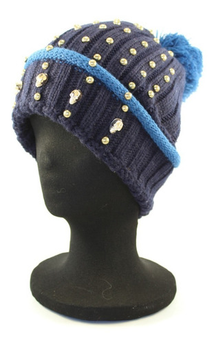 Gorro Tejido Con Pompon Y Tachas Importados