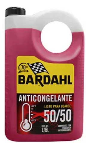 Líquido refrigerante Bardahl BAR 14783 Anticongelante 50/50 rojo 3.785L