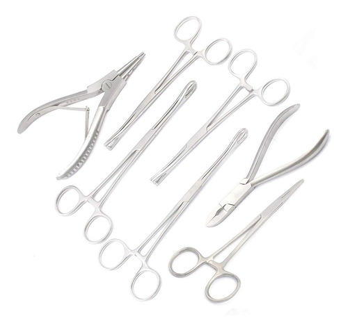 Imagen 2 de 6 de Kit Colocacion Piercing Completo 7 Pinza Perforación