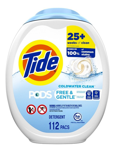Detergente Tide Pods Free And Gentle 3 En 1, 112 Capsulas
