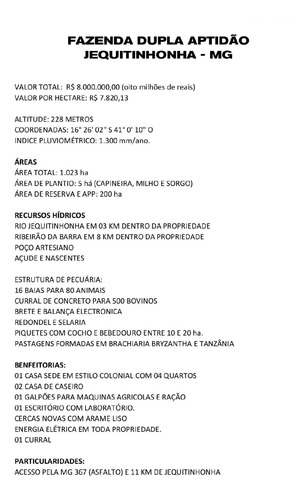 Imagem 5 de 13 de Fazenda 422 Alqueires, Dupla Aptidão, Rica Em Água Com Rio, Ribeirão, Açudes E Nascentes Na Propriedade, Poço Artesiano, Curral, Piquete, Casa Sede - Fa00192 - 70548047