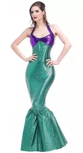 Vestido Adulto Similar Fantasia Cosplay Sereia Ariel