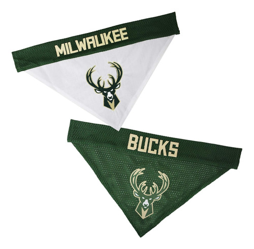 Bandana Perros De Nba Milwaukee Bucks, Reversible, 2 La...