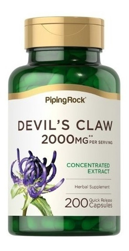 Devil's Claw 2000mg X 200 Caps. Piping Rock Garra Del Diablo