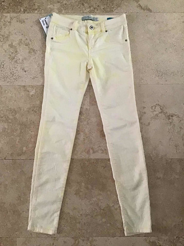 Pantalón Bershka Cropped Skinny Amarillo Mujer Talla 24 / 0 