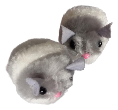 Juguete Gato Peluche Raton X2 Ratoncitos Vibra Mascota 5cm