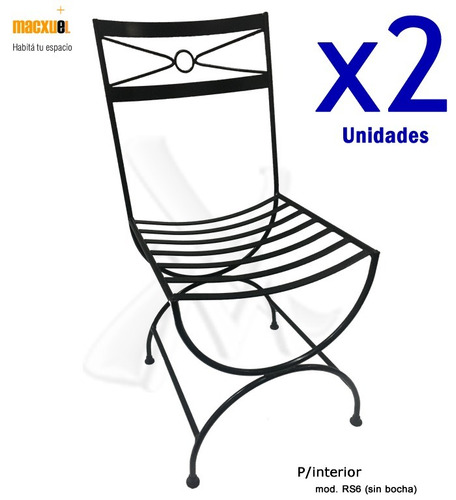 Imagen 2 de 9 de Silla De Hierro X2 Unidades Linea Campo Romano Epoxi Negro