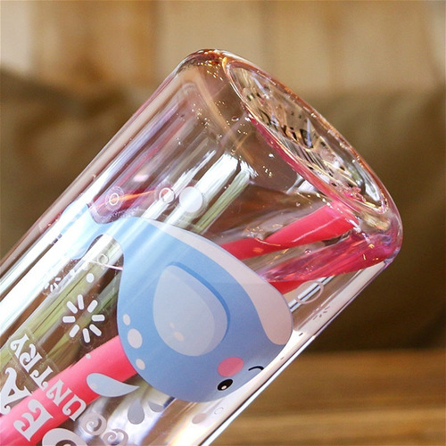 Botella de agua para niños con caño retráctil sin BPA, color rosa