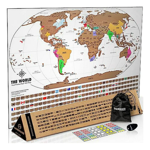Masa De Tierra Rascar Mundial Cartel Del Mapa - Rasguño Blan