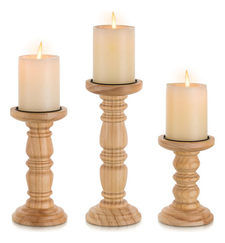 Inweder Portavelas De Madera Para Velas De Pilar, Candelabro