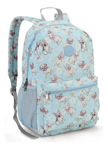 Mochila Escolar Seanite Mochila Mochila Mj40516 Cor Azul-celeste  Design Pug