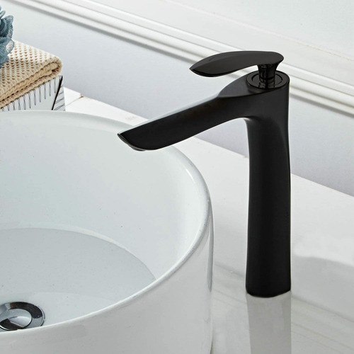 Grifo Mezclador Monomando Para Lavabo De Baño Alta Alargado Negro - Yesop