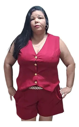 Conjunto de short e colete best sale plus size