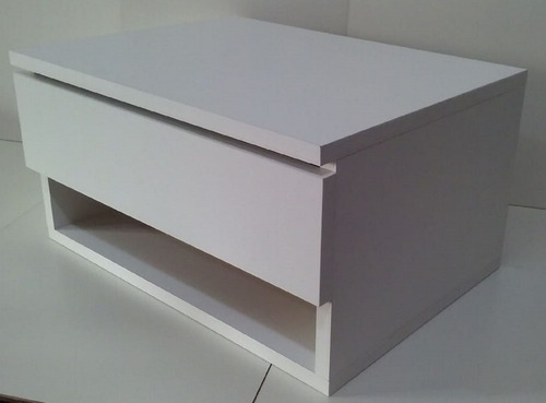 Imagen 4 de 8 de Mesa De Luz Flotante Mesita De Luz Moderna 1 Cajon Blanca