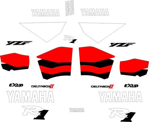 Calcos Yamaha R1 Años 2000 Moto Roja