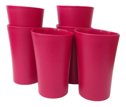 Kit 06 Copos Plastico Duro Resistente Bebidas 400ml Vermelho