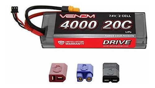 Venom 20c 2s 7.4v 4000mah Li-po Batería Del Estuche Rígido C