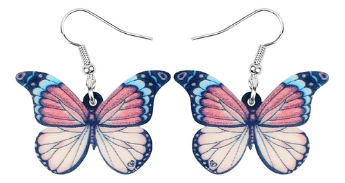 Aretes O Pendientes Colgantes De Mariposa Floral Rosa