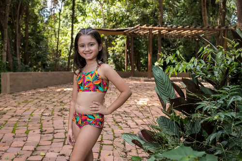 Biquíni Infantil Estrelinhas Cor Rosa Tamanho 16