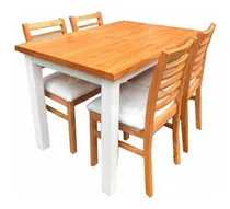 Comprar Mesa Paraiso\u002Fblanco 120x80 Con 4 Sillas Macizas Lustradas!!!
