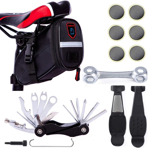 Kit Herramientas Negro De Reparacion Para Bicicleta + Bolsa