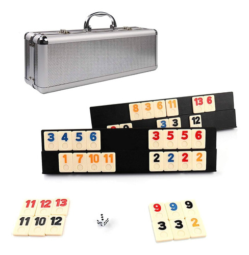 Juego De Mesa Rummy Set Maletin Fichas Bajo Relieve