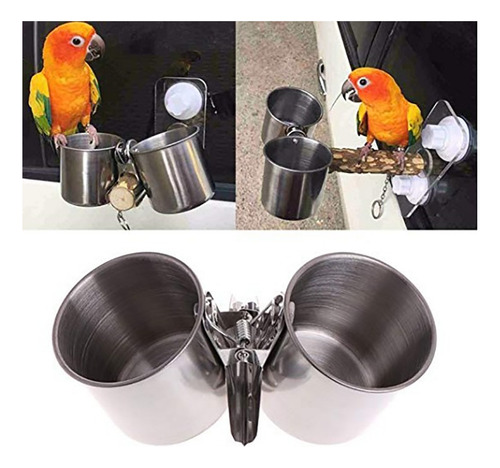 Comedero Para Pájaros Q, De Acero Inoxidable, Para Loros, Wa