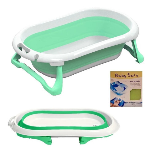 Imagen 2 de 10 de Bañera Para Bebe Love Plegable Patas Manijas Y Tapón + Red