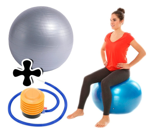 Pelota De Pilates 55cm Aerobics Fitness + Inflador Crazyshop