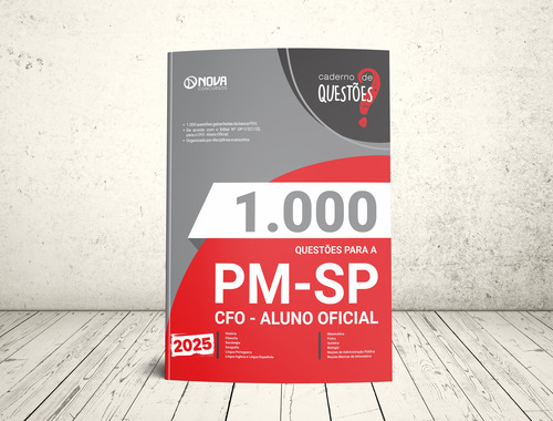 Apostila Pm Sp 2025 - Caderno De Questões Gabaritadas Para Cfo - Aluno Oficial - Curso De Formação De Oficiais Policiais Militares De São Paulo - Editora Nova