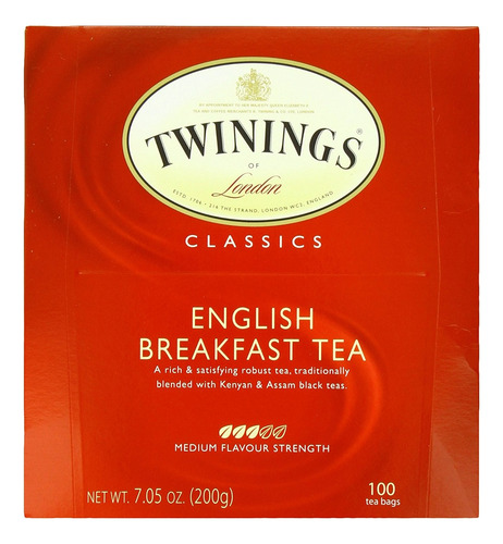 Twinings Té, Desayuno Inglés, 100 Conde, 7,05 Oz
