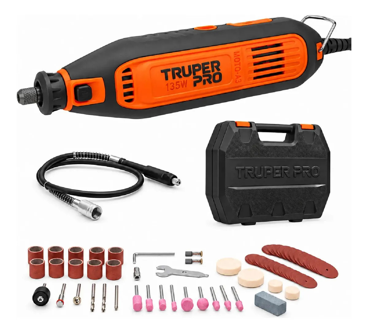 Herramienta Rotativa 135 W Con 97 Accesorios Truper MOTO-A3