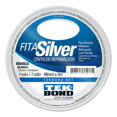 Cinta adhesiva reforzada blanca Silver Tape Rl 48mmx5m Tekbond