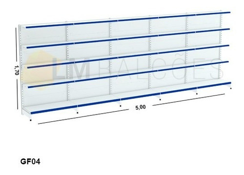 Gondola Parede Alt 1,70 X 5mts 1 Inicial + 4 Continuação Kit