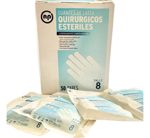 Guantes De Latex Quirurgicos Esteril Np Número 8 X 10 Sobres