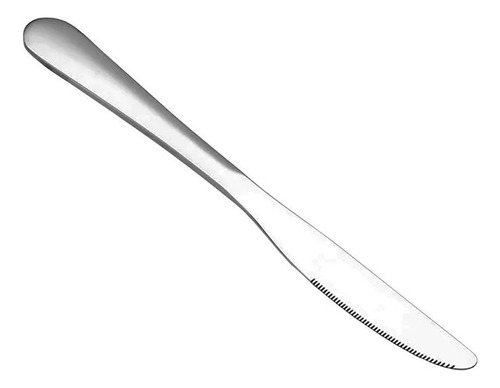 Jogo De 6 Facas De Mesa Aço Ino Sem Ponta Prateado Liso Cor Prata