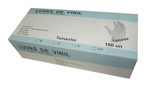 Kit Luva Vinil Descartável Tam M C/ 40 Caixas C/100cd  Talco