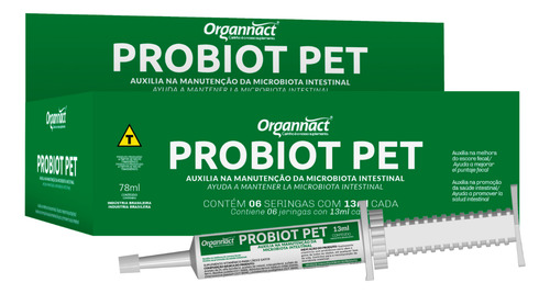 Suplemento Probiot Pet Probiótico Display 6 Seringa 13ml Org