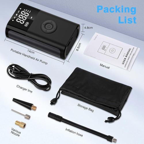 Mini Compresor De Aire Portátil + Powerbam + Linterna