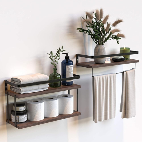 ~? Richer House 2 + 1 Tier Mounted Floating Shelves Set De 2