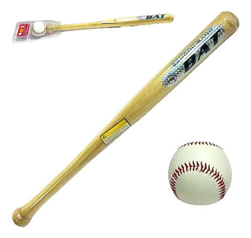 Bate Baseball Beisbol Madera Maciza Y Pelota Mundo Cla Fd725