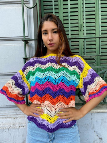 Imagen 1 de 4 de Sweater Tejido A Mano  Crochet Artesanal 
