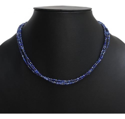 Collar De Lapislázuli Azul Triple Capa Hipoalergénico 18